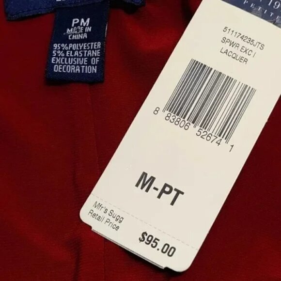 Chaps Women's Burgundy Red Faux Wrap V-Neck Stretch Dress Size PM NWT - Picture 9 of 10